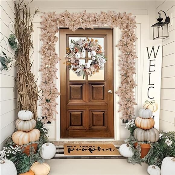 Fall Decor - 2 Pack Fall Garlands - 8.2Ft Fall Maple Leaf Lighted Garlands - Picture 6 of 7